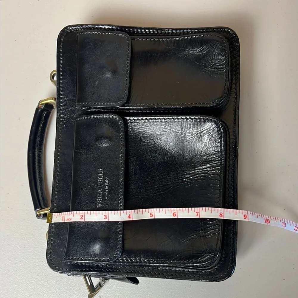 Vintage Vera Pelle Black Leather Men's Bag